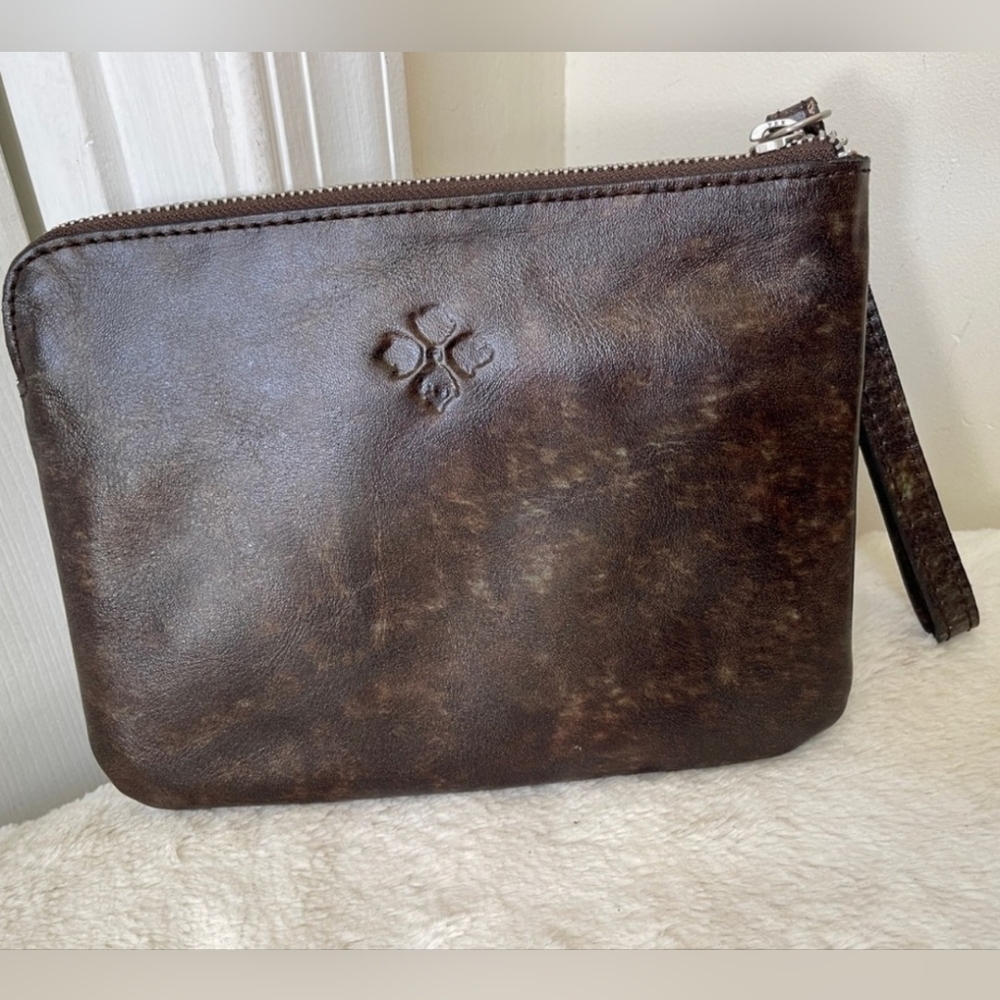 Patricia Nash Leather Large Slim Wristlet Clutch Dark Brown Tooled Turquoise EUC - Picture 16 of 16